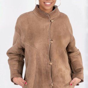 Beautiful Shearling Mouton Camel Full Coat Sz M